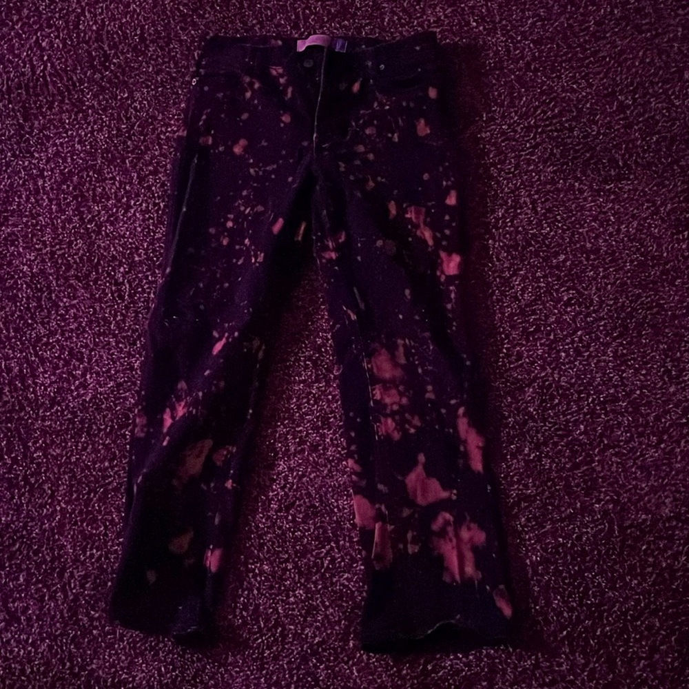 black splotchy baggy jeans